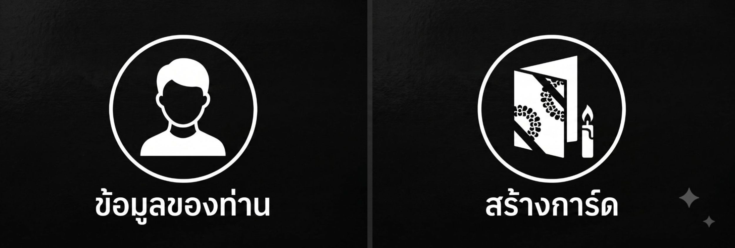 ตัวอย่างเมนูใน LINE ของงานขาวดำ สำหรับสร้างการ์ด